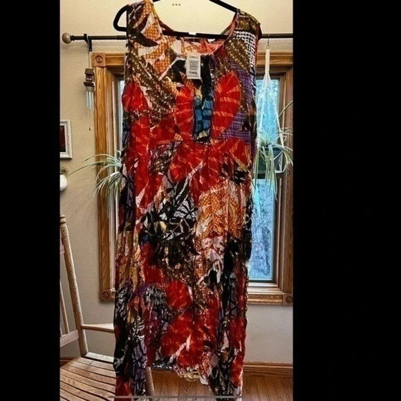 Vivid and colorful crinkle dress Loralette plus size 22 /24 GREAT SUMMER DRESS - Picture 7 of 9